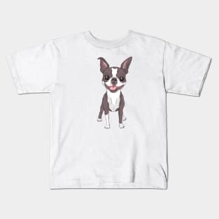 Smiling dog Boston Terrier Kids T-Shirt